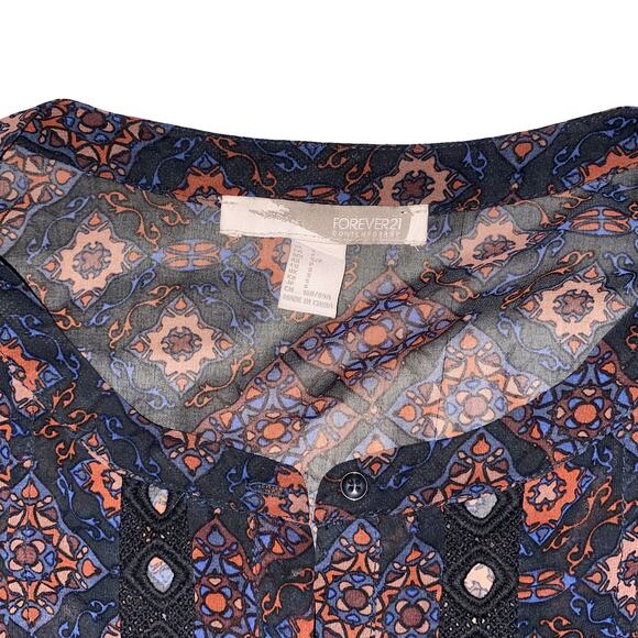 Forever 21 Contemporary Boho Print Purple Blouse Size S - Picture 6 of 7